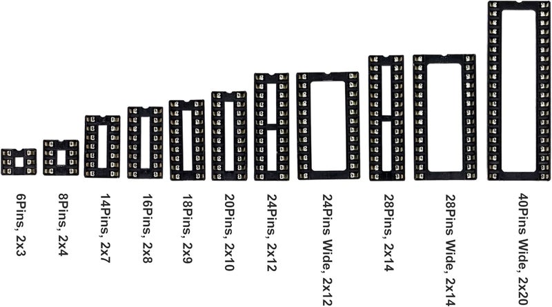 jujinglobal 204pcs 11 Types DIP IC Socket Kit 2.54mm 0.1" Pitch 6 8 14 16 18 20 24 24Wide 28 28Wide 40 Pin DIP IC Socket Solder Type Adaptor Assortment Kits - Image 4
